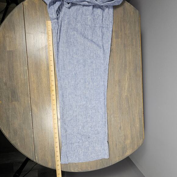 Mason & Belle Women L Chambray Linen Rayon Wide Leg Pull On Pants Pockets w/ Tie - Picture 9 of 10